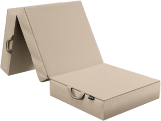 Bellamio 'Lomme' Klappmatratze 75x195 cm, 3-fach faltbar, Höhe 15 cm, Härtegrad H3, Gästematratze mit Tragegriffen, beige, abnehmbarer Bezug