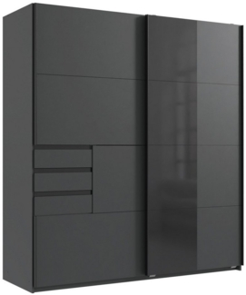 Wimex Schwebetürenschrank BAMBERG, 2-türig, 3 Schubladen, Graphit matt Dekor B 180 x H 198 x T 65 cm