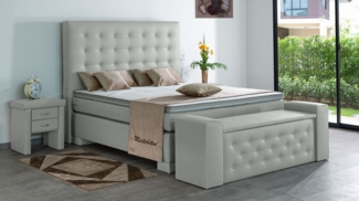 Meisterbetten Boxspringbett Kimm 200x220 in KL-Grau, Matratzenbezug Nano, Ergoflex-Topper