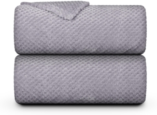 Kuscheldecke Flanell Decke 150x200cm ( Etherea Hellgrau ) Flauschige Struktur Wohndecke für Sofa, Couch und Bett, Tagesdecke OEKO-TEX - Sofaüberwurf