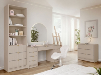 MIRJAN24 Wohnzimmer-Set Tireno VI, (3er-Set, Kommode, Schreibtisch, Regal), Aluminiumgriffe