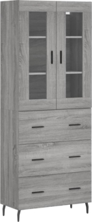 vidaXL Highboard Grau Sonoma 69,5x34x180 cm Holzwerkstoff 3198423
