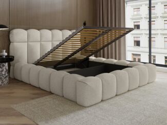 wonello Polsterbett Mira XL 4 (das Original), Bett mit Bettkasten und Lattenrost – eleganter Boucle-Stoff