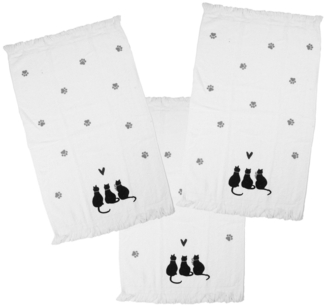 Clayre & Eef Geschirrtuch Landhaus, (3-tlg, 3-teilig), Frottee Küchenhandtücher Gästehandtücher ca. 40x66 cm Baumwolle