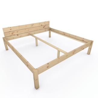 Pfostenbett "metallarm" Zirbe Holzbett "Daybett" 200 x 200cm 48cm Doppelbett