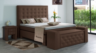 Meisterbetten Boxspringbett Kimm 100x220 in KL-Braun, Matratzenbezug Nano, Ergoflex-Topper