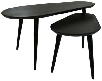 Couchtisch Set Zurich - 95x52x46 cm - Schwarz - Akazienholz / Eisen - 2er Set von HSM