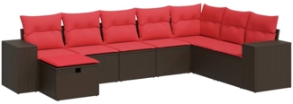 vidaXL 8-tlg. Garten-Sofagarnitur mit Kissen Braun Poly Rattan 3325740