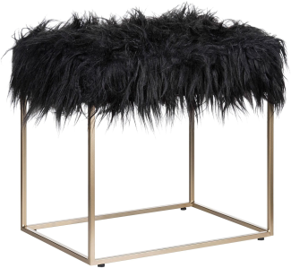 Hocker Felloptik schwarz MANHATTAN