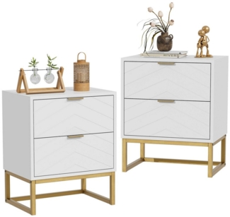 UEV Nachttisch 2er Set, Nachtkommode mit Schubladen (Nachtschrank mit 2 Schubladen für Kinderzimmer/Schlafzimmer/Wohnzimmer), keine Beistelltisch Sofatisch mit Kippschutz