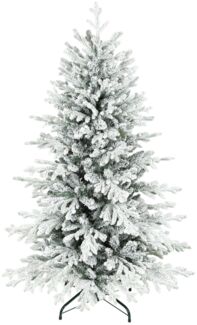 Künstlicher Weihnachtsbaum, Christbaum mit Schneeoptik 1162 Zweige inkl. klappbarem Metallständer, PVC und Metall, Grün, 150 cm