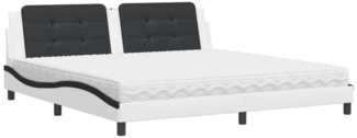vidaXL Bett mit Matratze "Zadar" Weiß und Schwarz 200x200 cm Kunstleder 3208893