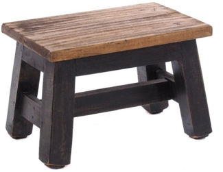 DESIGN DELIGHTS Rustikaler FUSSHOCKER Monte | 21 x 30 x 20 cm (HxBxT), Mahagoni Recyclinholz | Holzhocker | Farbe: 04 schwarz-Natur