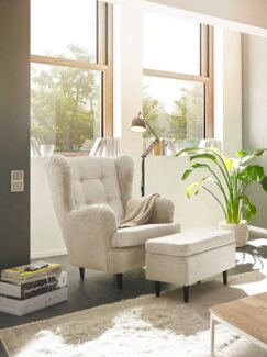 ED EXCITING DESIGN Ohrensessel Oskar, mit Massivholzfüßen