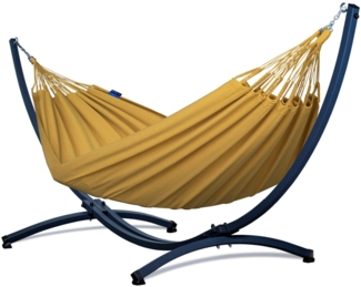 Potenza Merida Hängematte mit Gestell für 2 Personen, 100% Baumwolle Hängematte- 220x160, 220kg I Cocoon - Gold