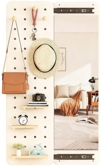 TWSOUL Garderobenpaneel Wandspiegel Garderobe mit Spiegel, Wandgarderobe Schiebesystem, 100x55cm mit verstellbare Häkchen& Aufbewahrung, Garderobenleiste