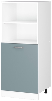 Hochschrank R-Line Blau-Grau 60 cm mit offenen Regalen, und Tür Vicco