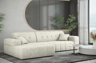 Ecksofa Designersofa NANCY in Stoff Perfekt Harmony Pearl Ottomane Links