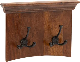 Wandgarderobe massivum Merlow Akazie Massivholz braun 38x24x16 cm rechteckig Garderobenbrett Wandpaneel Hakenleiste 2 Haken Metall