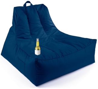 Lumaland Sitzsack-Lounge In-& Outdoor 380l navyblau mit Flaschenhalter