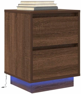 vidaXL Nachttisch mit LED-Leuchten Braun Eichen-Optik 38x34x50 cm