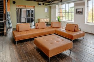 KAWOLA Sofa WIOLO Ecksofa Leder mit Hocker cognac 83 x 350 x 350 cm