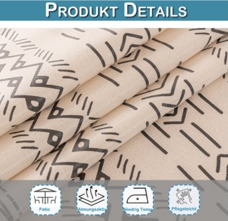 BTTO Gartentischdecke Boho Tischdecke Vintage wasserdicht & ölbeständig mit Quasten, Rechteckige Tischdecke, Möbelschutz Outdoor für Terrasse