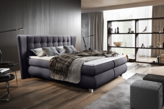 99rooms Florian Boxspringbett 140x200 cm Velours KRONOS Grau Bonell-Federung