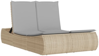 vidaXL Doppel-Sonnenliege mit Auflagen Beige Poly Rattan 368093