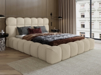 wonello Polsterbett Mira XL 3 (das Original), Bett mit Bettkasten und Lattenrost – eleganter Boucle-Stoff