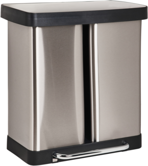 Doppel-Tretmülleimer 60 L ECOSORT Metall Silber