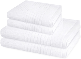 Ross Carre 4 tlg. Frottier-Set - 2 X Handtuch (50 X 100cm), 2 X Duschtuch (70 X 140cm) - 520 - Weiß
