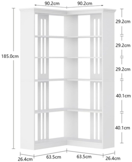 GarveeMore Bücherregal 5-stöckiges Eckbücherregal