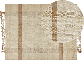 Teppich Jute sandbeige 140 x 200 cm geometrisches Muster Kurzflor YELMEZ