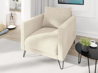 S-Style Möbel Sessel Harmony aus Chenille-Stoff mit Hohen Schwarzen Metallfüßen (1 x Sessel), mit Wellenfederung