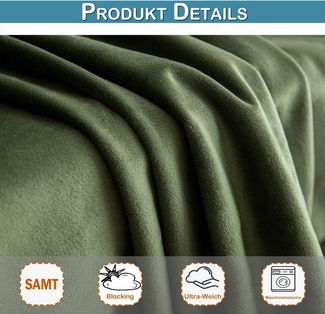 BTTO V&G Verdunkelungsvorhang Samtvorhang Fertiggardinen 1er Set Thermovorhang Schalldämmend (2 St), Blickdicht Gardine,Multifunktionsband