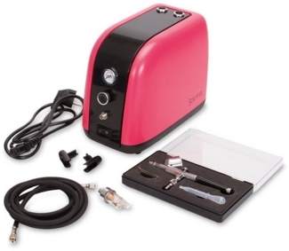 STÄDTER Tortenwerkzeug Airbrush-Kompressor Set, Plastik, Pink, 25 x 20.5 x 14 cm