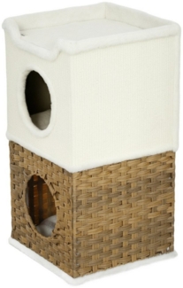 MC Star Kratztonne 75,5 cm Hoch dreistöckige Katzentonne mit Plüschrand, Kissen, (Katzenhöhle, Kratzbaum für mittelgroße Katzen, Cremeweiß)