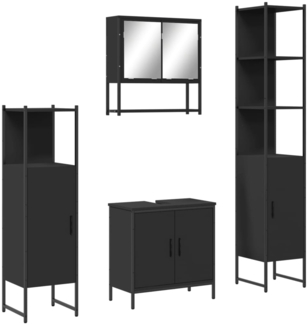 vidaXL 4-tlg. Badmöbel-Set Schwarz Holzwerkstoff 3214710