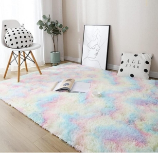 NIULAA Hochflor Teppich 80x160 Modern Bunt Flauschig Weich Schlafzimmer