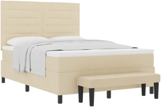 vidaXL Boxspringbett mit Matratze Creme 160x200 cm Stoff 3344007