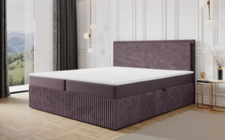 Boxspringbett Schlafzimmerbett HIDIS 160x220cm Stoff Vito Pflaume