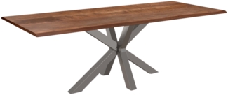 Moderner Esszimmertisch, Massivholz Akazie Nussbaum 300x100 silber SPYRO 526675