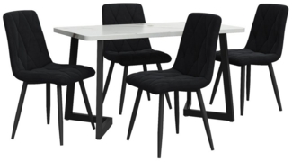 i@home Essgruppe 117×68cm Esstisch mit 4 Stühlen, (Rechteckiger Esstisch Moderner Küchentisch Set, Set, 5-tlg, für 4 Personen), Esszimmerstuhl Schwarz Twill Samt Küchenstuhl,Schwarze Tischbeine