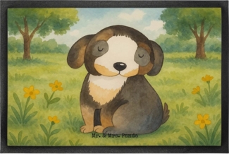 Mr. & Mrs. Panda Fußmatte Hund Entspannen Design, Fußabtreter, Weiß, Fussmatte, Fußmatten, Schm, Höhe: 40 mm