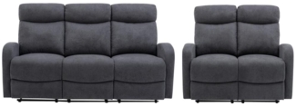Vente-unique - Couchgarnitur Relax 3+2 - Stoff - Grau - EVELYN
