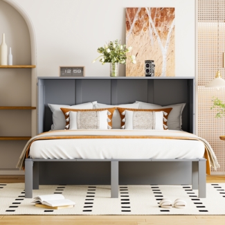 Klappbett Vertikalbett 140x200 cm Grau Weiss Platzsparendes Bett Schrankbett Klappbett System Multifunktionsbett Singlebett Jugendzimmer Kleine Wohnung Stauraum Bett Fitness Raum Optimierung