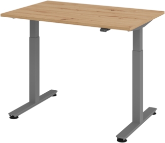 bümö elektrisch höhenverstellbarer Schreibtisch Asteiche 120x80 cm, Gestell: Graphit - Büroschreibtisch höhenverstellbar elektrisch, elektrischer Bürotisch & Gaming Tisch, Stehschreibtisch, XMST-12-R-G