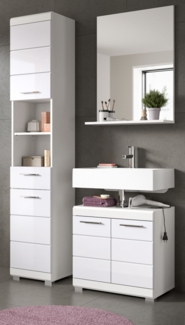 Badmöbel Set in Shawn weiß Hochglanz 3-teilig 112 cm
