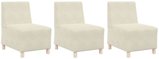 vidaXL Modulares Armfreies Sofa 3 pcs Creme 55 x 74 x 82 cm Samt 3399811